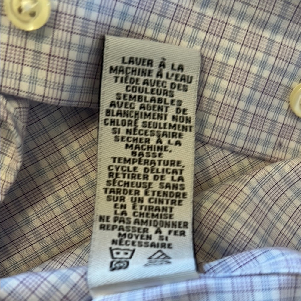 Forsyth of Canada Tailored Fit Gingham Check Button Down Collar Dress Shirt 🩵💜 - Picture 7 of 10